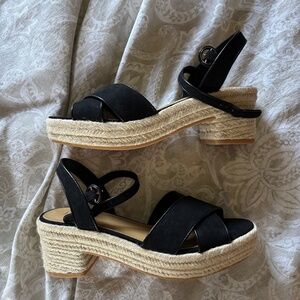 NIB Black J. Crew heeled espadrilles